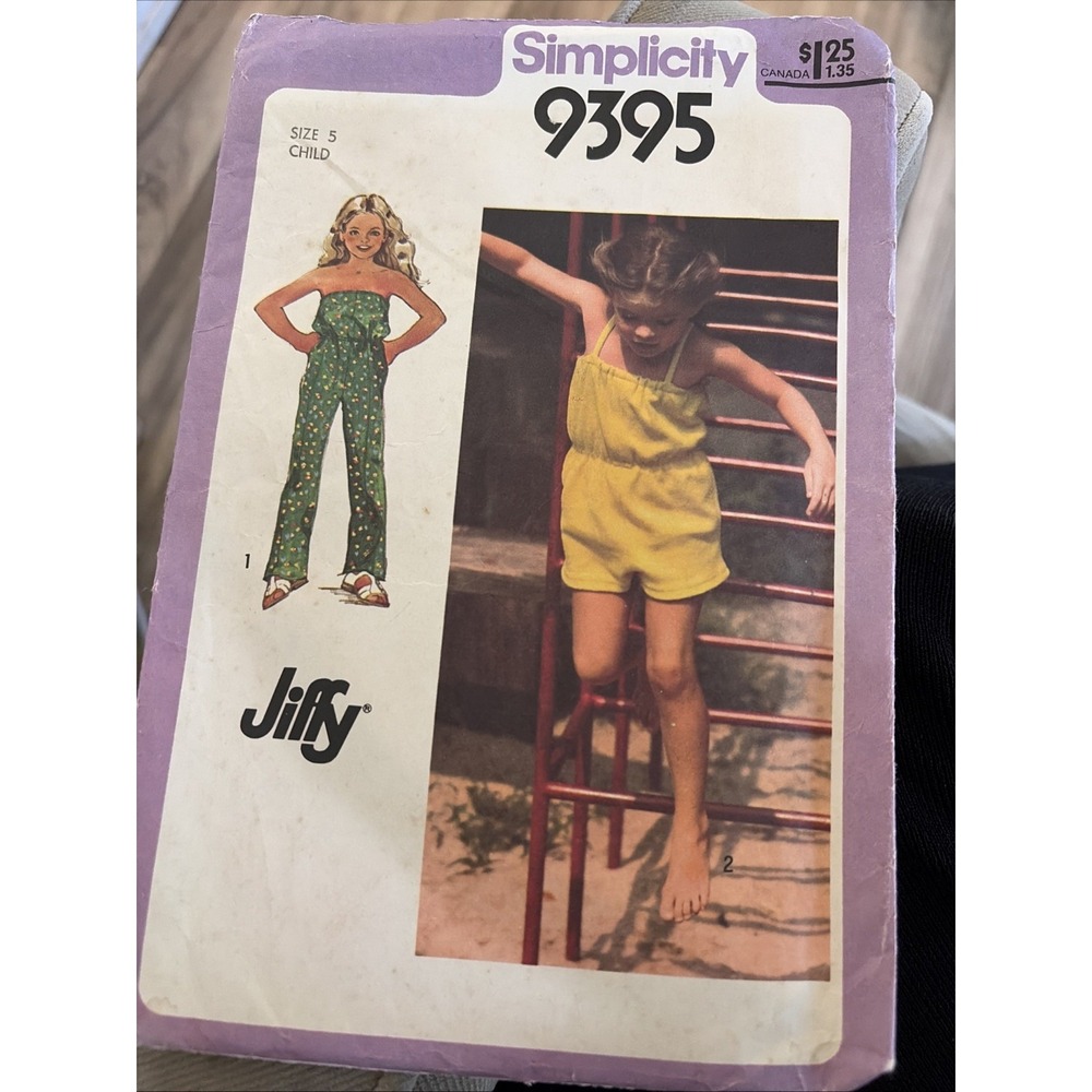 Simplicity 9395 Vintage 1980 Child Jumpsuit Sewing Pattern Size 5 Uncut Jiffy